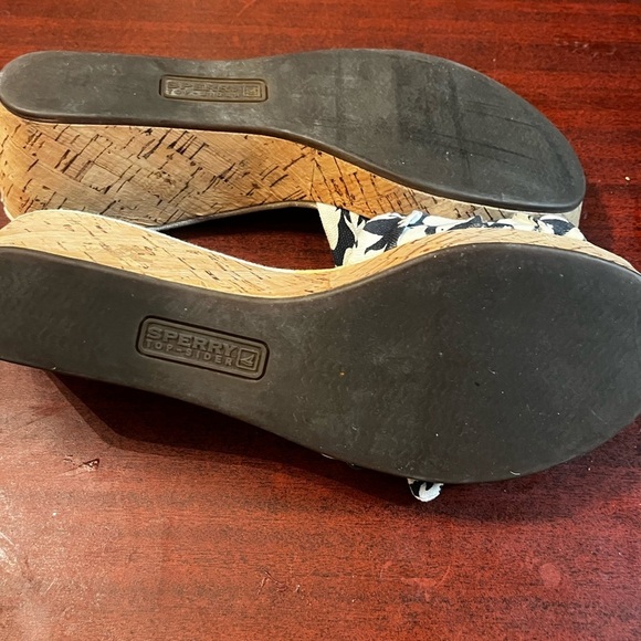 Sperry Top Sider cork wedge heels Floral Blue White Size 10 Women - Picture 9 of 10